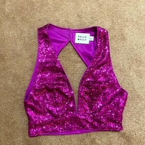 Hello Molly magenta sequin top